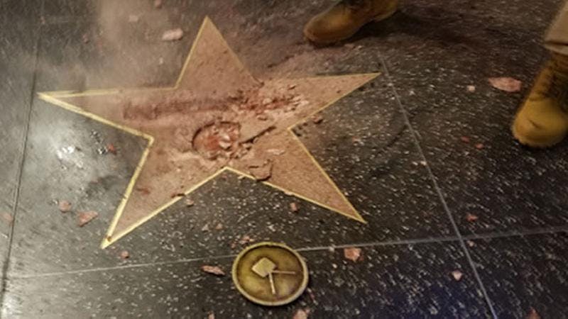 Donald Trump's star on the Hollywood Walk of Fame just got destroyed